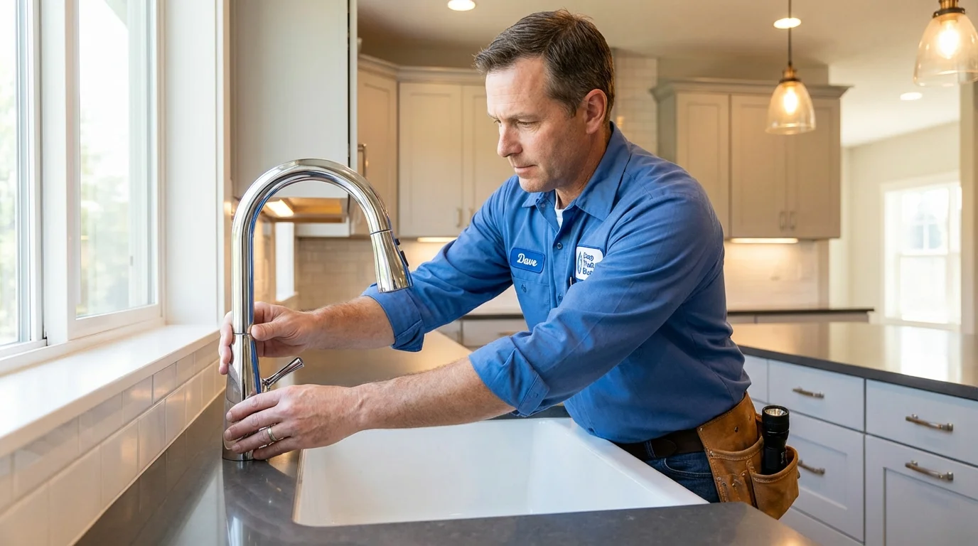 Kitchen faucet installation by Johns Plumbing LLC in Lake Mills