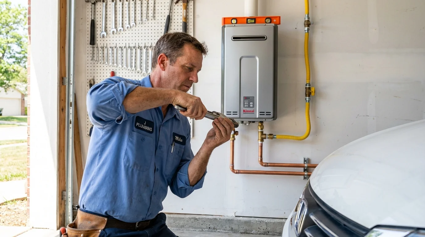 Tankless water heater installation by a Johns Plumbing LLC plumber in Lake Mills